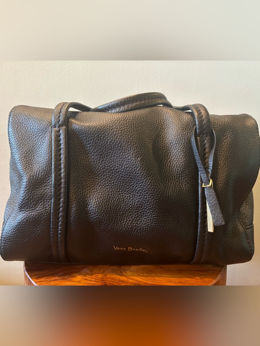Vera Bradley Mallory Satchel in Black Pebbled Leather